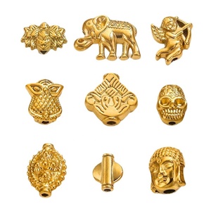 Animal Skull <b>Buddha</b> Spacer Beads 18K Gold PVD Stainless Steel | Large Hole Charm for DIY Bracelet <b>Necklace</b> Jewelry Making - Product Image 5