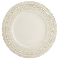Assiette élégante en porcelaine fine ivoire avec dentelle, 33 cm, vaisselle de mariage écologique en stock