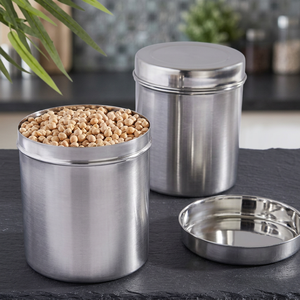 Stainless Steel Food Container Round Airtight Metal <b>Storage</b> <b>Jar</b> 1-3L Minimalist Design <b>for</b> <b>Kitchen</b> Use - Product Image 4