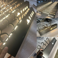 Plaque de numéro de porte personnalisée en acier inoxydable, rétroéclairée, avec éclairage LED, plaque de numéro de chambre d'hôtel, plaque d'adresse de luxe