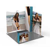 Stand d'exposition 3x3m (10ft) avec affichage couleur, cadre en aluminium, tissu tendu, modulaire portable, sublimation par transfert thermique, autoportant