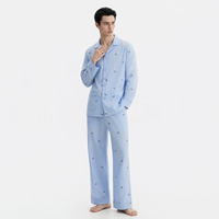 Ensemble de pyjama pour homme 100% coton, haut à manches longues boutonné et pantalon, deux pièces, vêtements de nuit d'automne, faible quantité minimale de commande