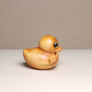 Solid Wood Engraved Cute Duck Carving Home Desk Top Decoration Creative Ornament