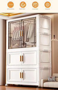 <span class=keywords><strong>Armadio</strong></span> Pieghevole di Lusso in Stile Minimalista, Multi-livello in Plastica <span class=keywords><strong>con</strong></span> Porte Trasparenti per Camera da Letto, Montaggio Richiesto - Product Image 3