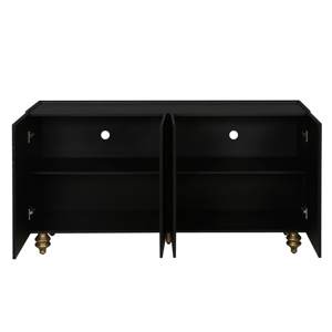 Credenza Moderna Scanalata con 4 Ante, Mobile Contenitore con Ripiani Regolabili e Design Curvo - Product Image 5