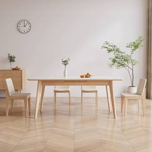 Ensemble de <span class=keywords><strong>Table</strong></span> à Manger Extensible en Bois Massif au Design Nordique Moderne <span class=keywords><strong>avec</strong></span> Plateau en Marbre pour Maison et Restaurant - Product Image 3