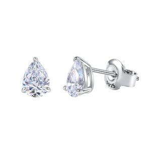 Pendientes de Botón con Moissanita <span class=keywords><strong>en</strong></span> Forma de Pera Estilo Hepburn, Garra de Águila, 0.5/1.5/2 Quilates, Plata de Ley S925, Chapados <span class=keywords><strong>en</strong></span> Oro, Unisex - Product Image 5