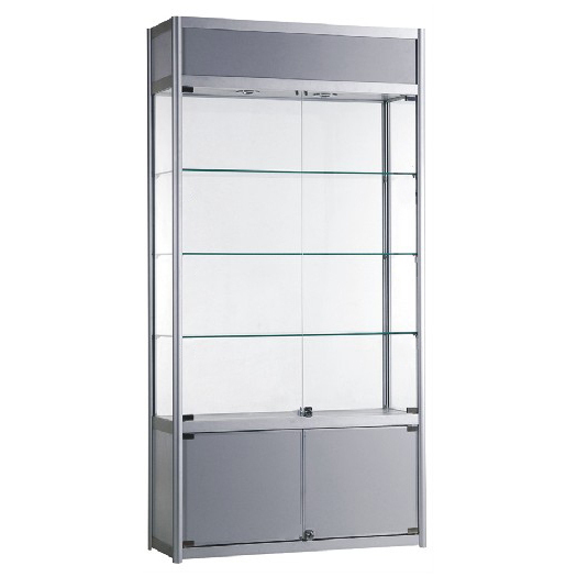 Retail Jewelry Display Showcase Glass Cabinet Integrated LED Lighting Custom Size Logo Modern Design Aluminum Alloy for Shopping
