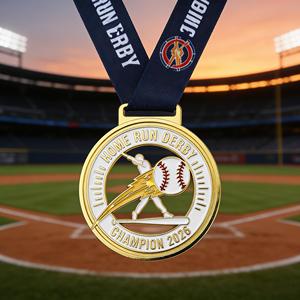 Medalla Deportiva de Metal con Esmalte Suave y Aleación de Zinc Chapada en Oro Personalizada, Medalla de Premio para Torneos de Béisbol y Eventos de Home Run Derby - Product Image 1