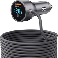 Câble de chargeur de voiture à affichage numérique 3-en-1 pour adaptateur d'alimentation DC Starlink Mini, câble de charge pour allume-cigare de véhicule 2M 3M 5M