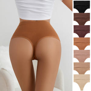 Бесшовные женские трусики-стринги с высокой талией и эффектом подтяжки ягодиц большого размера - Product Image 5