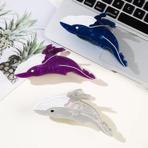 Pince à cheveux personnalisée grande taille en acrylique motif animaux marins (pingouin, perroquet, renard, girafe, <span class=keywords><strong>crabe</strong></span>, canard, tortue, lézard) - Prête à l'emploi (RTS-1) - Product Image 3