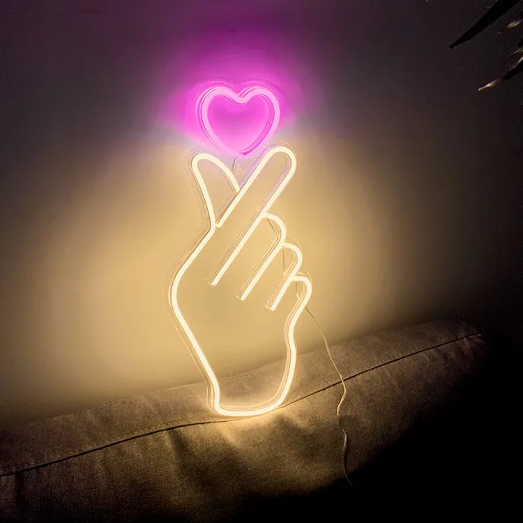 Dropshipping 5V finger heart neon signs personalized led wall neon lights