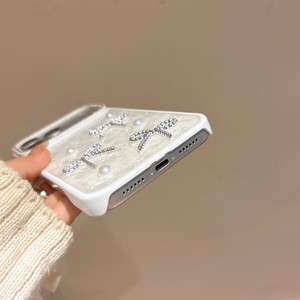 Funda de Teléfono Móvil con Lazo de Moda y Brillo de Nácar IMD para iPhone 18 17 16 15 14 Pro Max, Cubierta Protectora Rígida con Diamantes y Perlas - Product Image 5