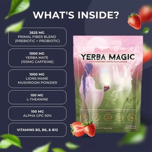 Mélange de boisson énergisante personnalisé pour stimuler le cerveau - Yerba Mate & Champignons Nootropiques avec Prébiotiques et Probiotiques pour la santé digestive - Product Image 3