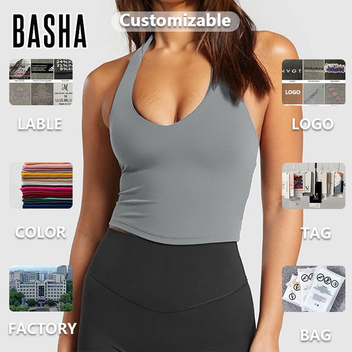 2025 Crop Fitness Sleeveless Yoga Custom Activewear Corset Halter Gym ...
