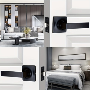 Maniglia per porta interna moderna quadrata da 3/6 pezzi, maniglia per porta <span class=keywords><strong>di</strong></span> <span class=keywords><strong>passaggio</strong></span> per mano destra/sinistra, finitura nera opaca (senza chiave) Serrature per cancelli - Product Image 6