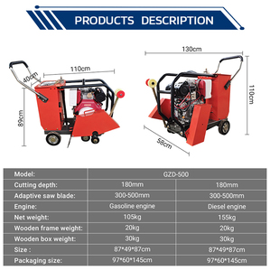 Coupe-béton professionnel d'usine, alimenté à l'essence ou au diesel, lame personnalisée de 300-500 mm, machine à couper la route pour la construction - Product Image 2