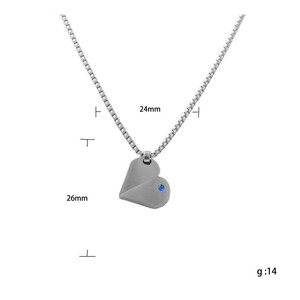 Collier avec pendentif en forme de cœur en acier inoxydable avec pierre précieuse rouge pour homme, cadeau, chaîne de 3,0*60 cm - Product Image 5