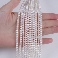 Perles d'eau douce Akoya blanches en forme de pomme de terre, rondes, en vrac, de 3-5 mm et 4-5 mm, pour la fabrication de bijoux (vente en gros)