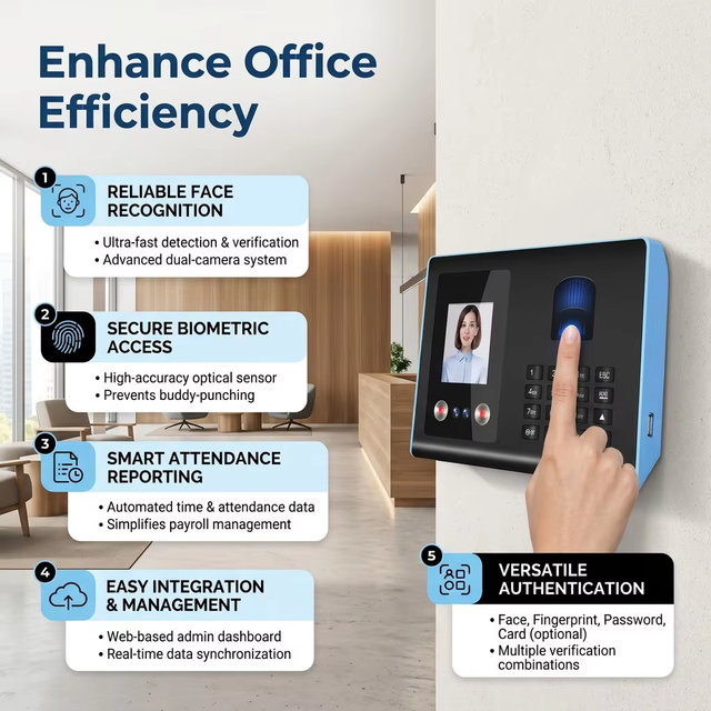 FA01H Attendance Machine Fingerprint USB Communicating Employee Management Recognition  Biometric Measurement-Face Recognition
