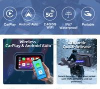 Écran CarPlay sans fil pour moto, CarPlay et Android Auto pour moto, écran tactile étanche 5 pouces, Bluetooth, navigation GPS, Siri