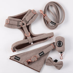 Set Harness, Kalung, dan Tali Anjing dari Katun Twill Lembut Warna Cokelat, Desain Khusus Produsen Hewan Peliharaan, Dapat Disesuaikan - Product Image 3