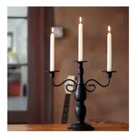 Candelabros de metal com haste longa, castiçal artesanal de 3 braços para decoração de casa, castiçal de velas de casamento