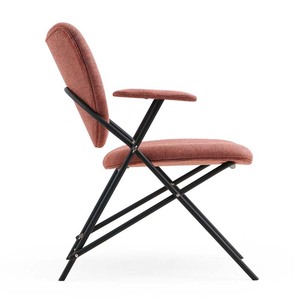 Mediados del siglo Moderno marco de metal rojo tela Oficina hotel ocio Silla <span class=keywords><strong>barcelona</strong></span> con reposabrazos cojín - Product Image 2