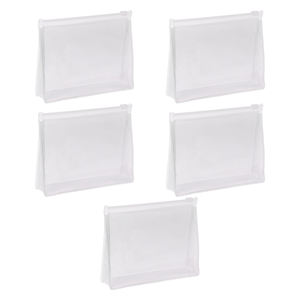 5 PCS Small PVC Transparent Plastic Cosmetic Organizer Bag Pouch With Zipper Closure Travel Toiletry Makeup Bag