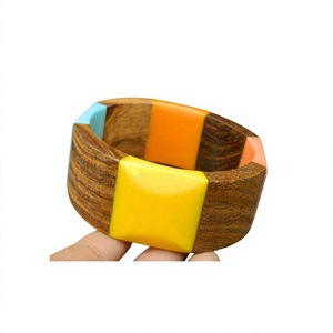 Fashionable Geometric Wood Bangle Bracelet Multicolor Unique Premium Fancy Trendy Unisex Bangles Parties Gifts with Woman - Product Image 2
