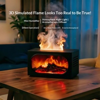 Humidificateur 3D style cheminée, diffuseur d'huiles essentielles 7 couleurs, diffuseur d'air flamme de cheminée, humidificateur pour la maison