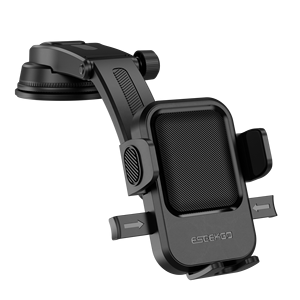 Support de téléphone de voiture 2-en-1 en ABS personnalisé avec logo OEM, fixation par ventouse stable, rotatif à 360 degrés, support à clip unique, compatible avec les appareils de 4,7 à 7 pouces - Product Image 1