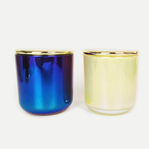Elegantes portavelas de cristal curvo con tapas de metal dorado <span class=keywords><strong>Dieciséis</strong></span> diecisiete tarros de <span class=keywords><strong>velas</strong></span> - Product Image 1