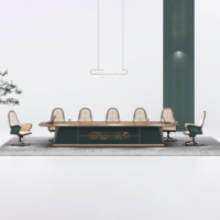 Bureau de direction moderne en placage de noyer, table de luxe pour PDG, bureau de patron avec incrustation en cuir pour bureau de directeur haut de gamme