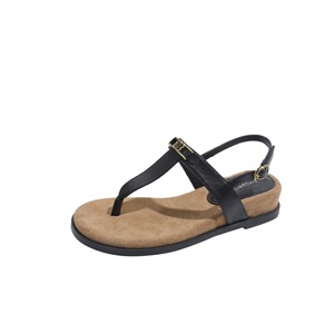 Sandales en peau de mouton style vintage pour femmes, avec bride en T et boucle métallique, pour l'été - Product Image 6