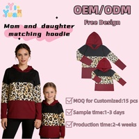 Tenues assorties pour maman et moi, imprimé léopard, couleurs unies, designs à blocs de couleurs, sweat-shirts à manches longues, t-shirts décontractés