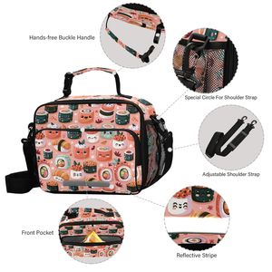 Kawaii Spam Musubi Design <b>Lunch</b> Bag Picnic Handbag Custom Logo Children Kids Boys <b>Insulated</b> <b>Lunch</b> <b>Box</b> Bag for School - Product Image 5