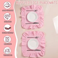 Nappe de table en tissu 100 % coton rose à bords volantés pour fêtes, mariages, restaurants, avec LOGO brodé – Vente en gros