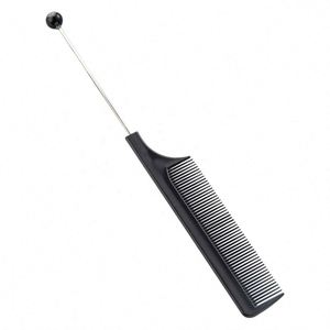 Personalized DIY <b>Beaded</b> Tail Comb <b>Plastic</b> Hair Styling Tool with Fine Teeth for Home & Salon Use - Product Image 4