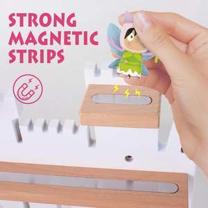 Figurines Tonie roses murales en forme de château personnalisées FSC, étagères flottantes magnétiques en bois, vente en gros - Product Image 6