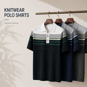 Suéteres Polo de Punto para Hombre, Manga Corta, a Rayas, Tejido Suave, Logotipo Personalizado, Marca Privada, Fabricante OEM ODM - Product Image 1