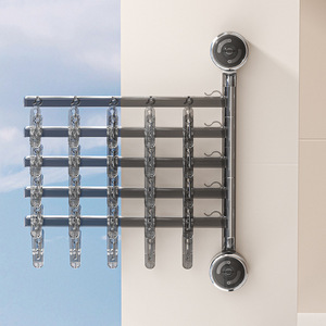 Double Bar Foldable Suction Cup <b>Clothes</b> <b>Rack</b> Wall Mounted Drying <b>Rack</b> For Socks And Clothing Organizer - Product Image 3