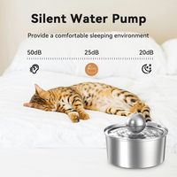 Fontaine à eau pour chat en acier inoxydable de 3,2 L avec filtre - Distributeur automatique pour animaux de compagnie