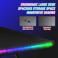 Bureau de jeu de haute qualité personnalisé, table de jeu en fibre de carbone RGB, bureau de jeu professionnel - Grande table d'ordinateur LED pour l'e-sport