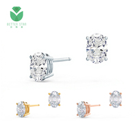 Boucles d'oreilles clous Betterstar personnalisées en or massif 10K/14K/18K avec diamants de laboratoire taille ovale à quatre griffes, certifiées IGI, pour mariage et fiançailles