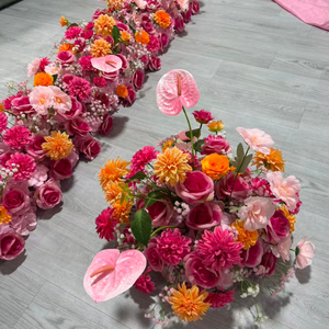 Centrotavola Originale con Fiori Artificiali <span class=keywords><strong>Rosa</strong></span> <span class=keywords><strong>e</strong></span> Arancioni, Set Decorativi per Matrimoni <span class=keywords><strong>e</strong></span> Feste con Sfere di Seta <span class=keywords><strong>Rosa</strong></span> Intenso - Product Image 4