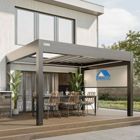 Pergola de jardin de luxe en aluminium avec toit rigide imperméable et lamelles orientables pour patio extérieur