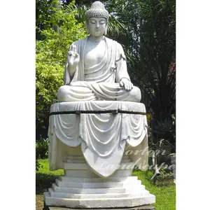 Grande jardim zen pedra buda mármore sentado senhor buda estátua budista para venda