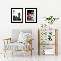 Marco de fotos de madera barato personalizado con impresión UV, póster en blanco y negro de dos tamaños, imagen de 24x36 pulgadas